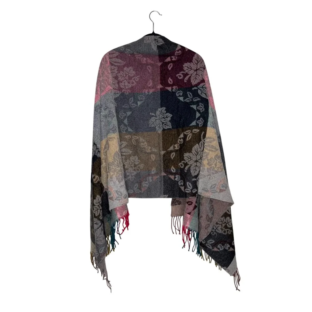 Corrierildo Floral Wool Shawl Womens OS Multicolor Excellent Made in Italy Wrap